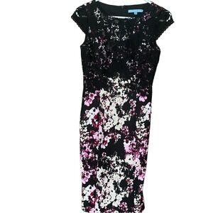 Antonio Melani Floral Lace Pink/White Sheath Dress Size 0